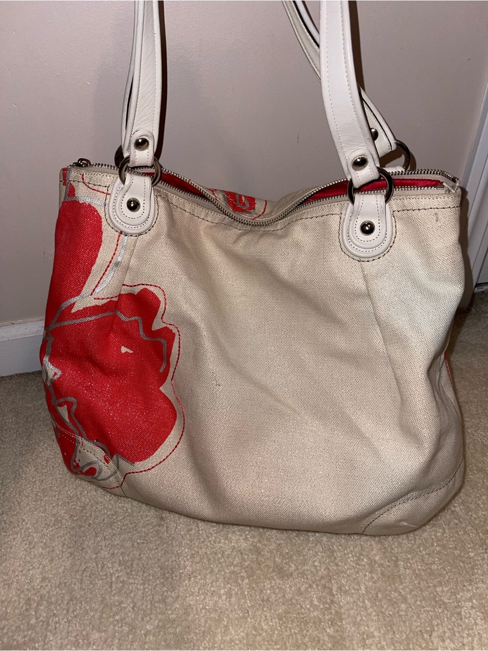 Coach Poppy Placed Flower Sequin Glam Tote - Picture 2 of 5